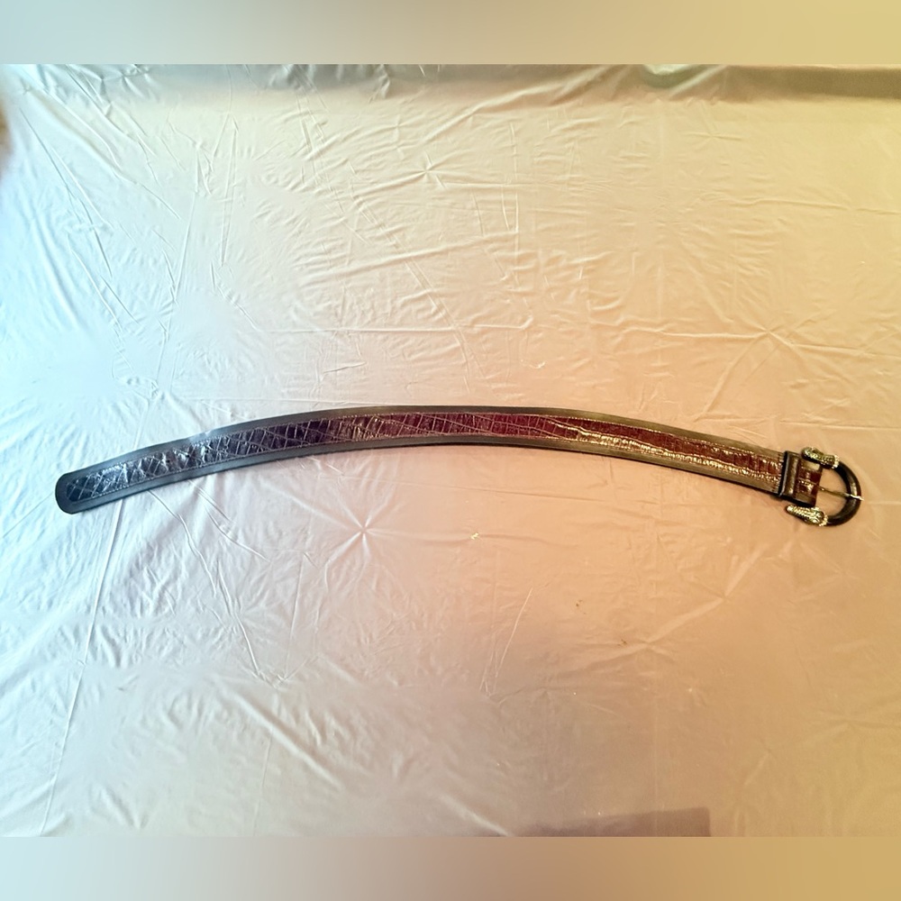 Carlisle Brown Croc/Leather Belt with Alligator Buckle Size Medium MSRP $348 - Picture 2 of 10